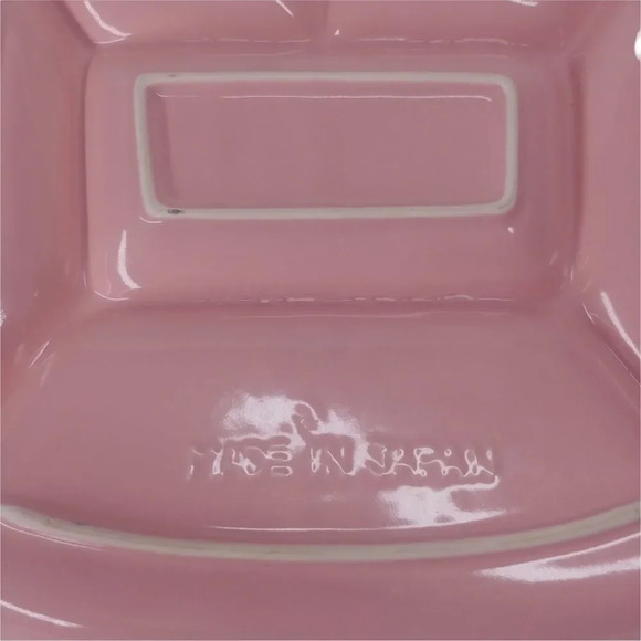 Vintage Pink Divided Fondue Plate/Sushi Plate, Set  of 2 - Picture 7 of 8